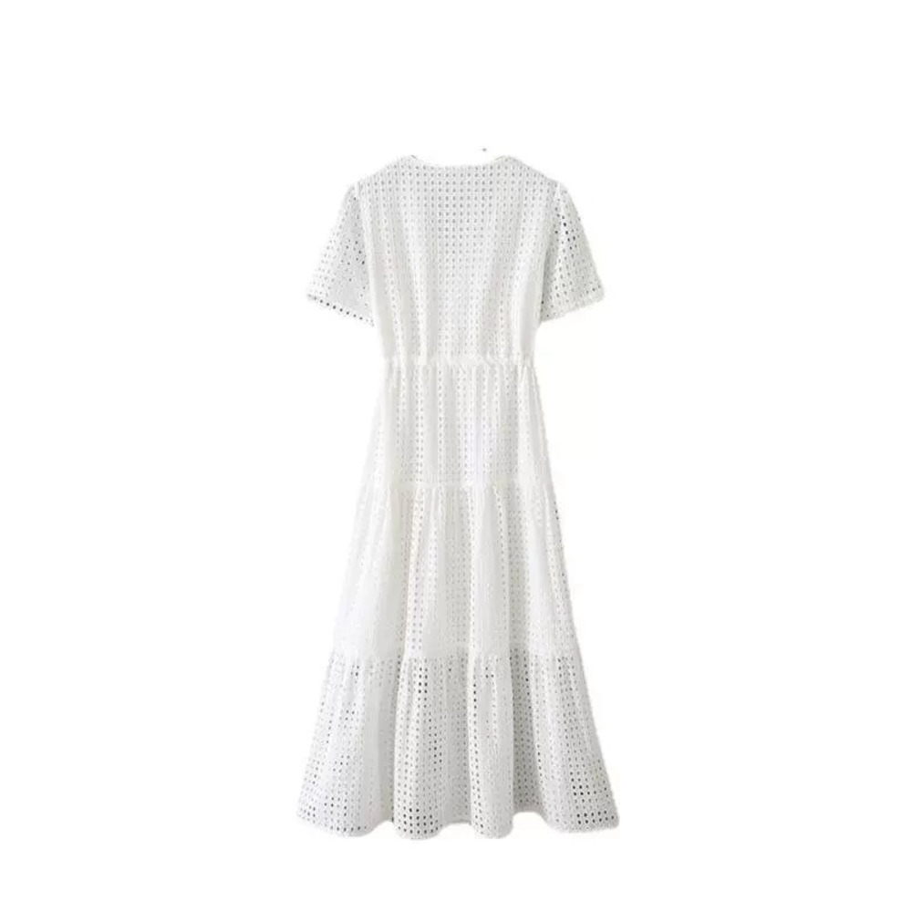 Spring Embroidered Drawstring Dress - Picture 3 of 5